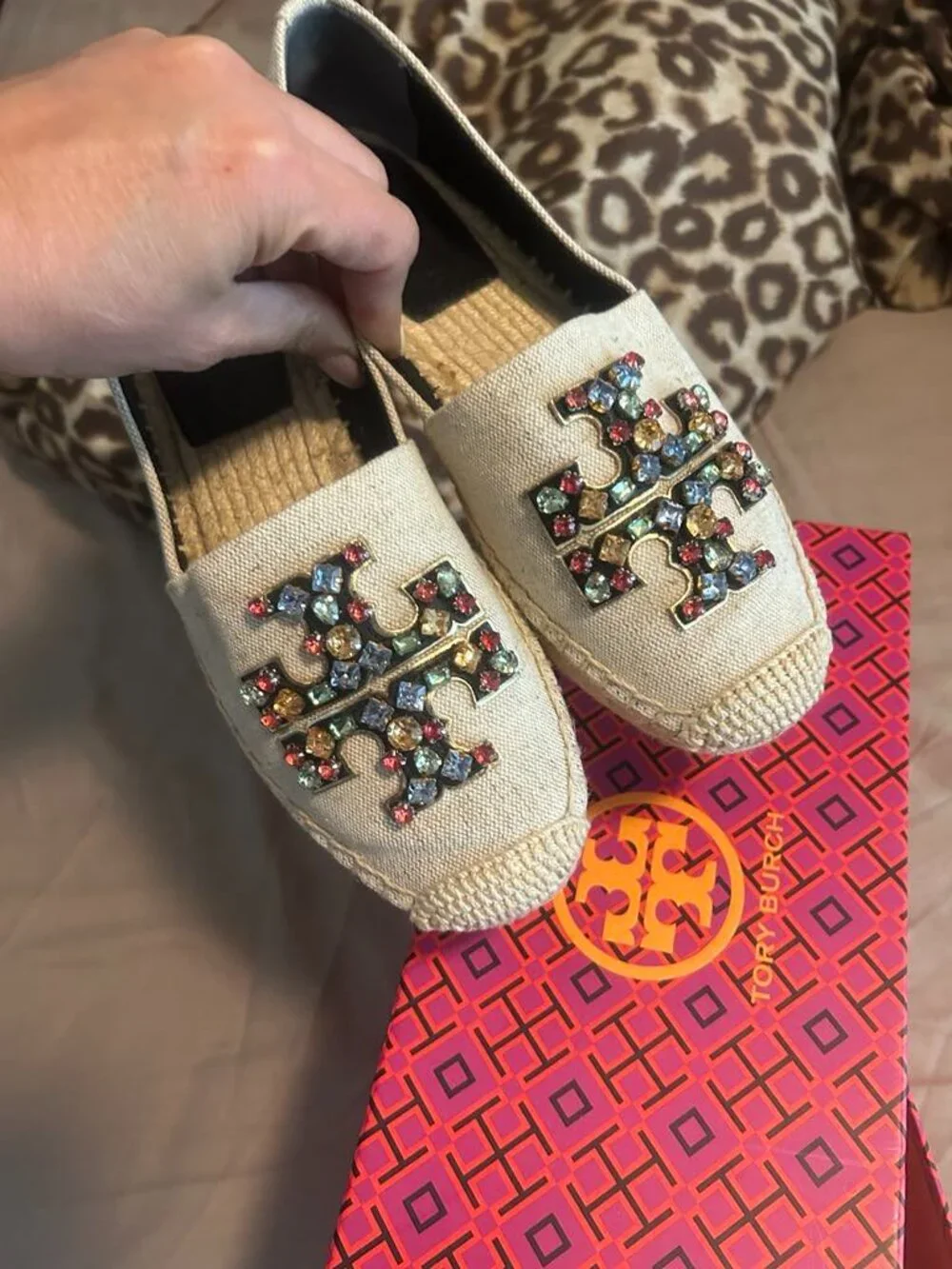 Tory Burch Crystal Espadrille Shoes 6.5